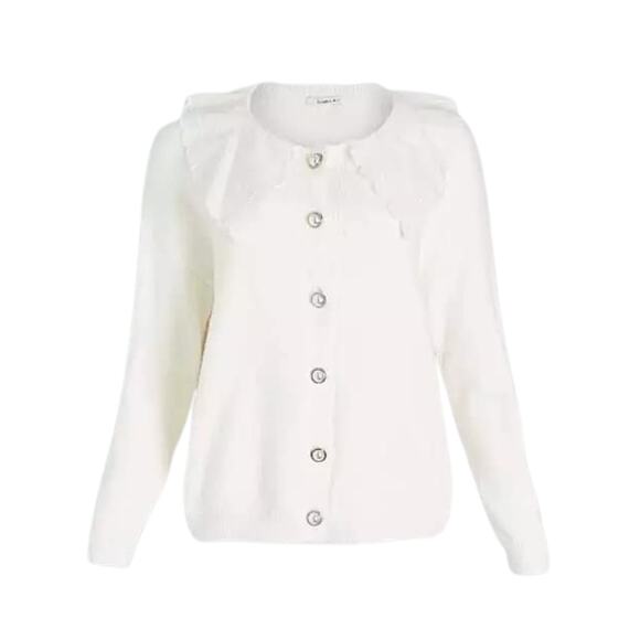 Olivia Rubin Courtney Lace Collar Cardigan Sweater Medium White NEW - Picture 1 of 11